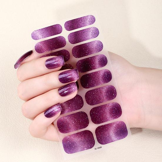 Glitter Nail Polish Strips with File Easy Apply Remove Self Adhesive Women Full Nail Sticker Home Manicure DIY Nail Art Decoration Wrap