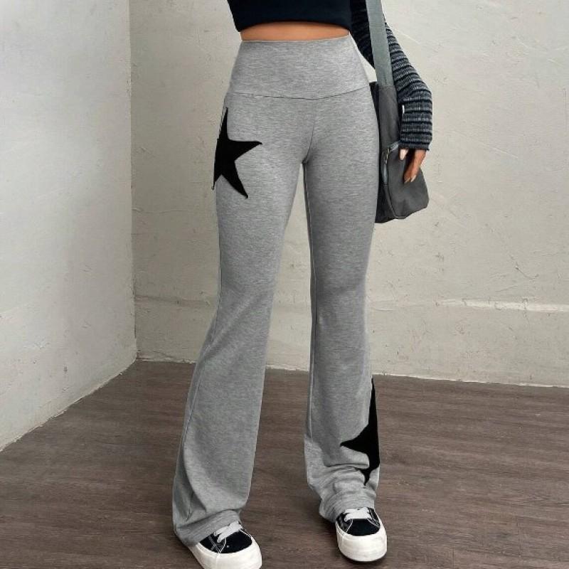 Pantaloni a zampa vita alta da donna Pantaloni casual elasticizzati Stampa a stelle Spessore medio Uso quotidiano