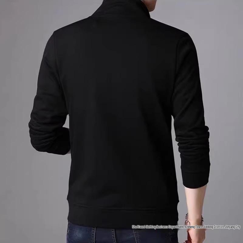 Men's Trendy Loose-Fit Stand-up Collar Zipper Cardigan Hoodie - Spring/Autumn Versatile Baseball Jacket, Plus Size Available