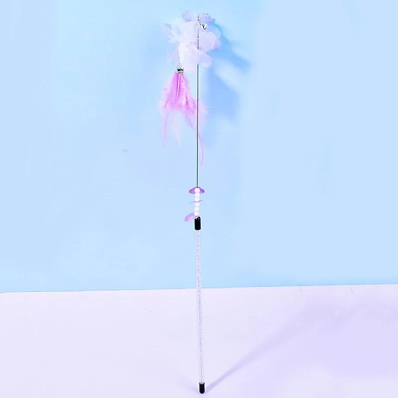 Cat Toy Feather Cat Toys Interactive Flower Tassel Cats Teaser Long Handle Feather Toys for Cats Teasing Stick Toy Kitten Teaser