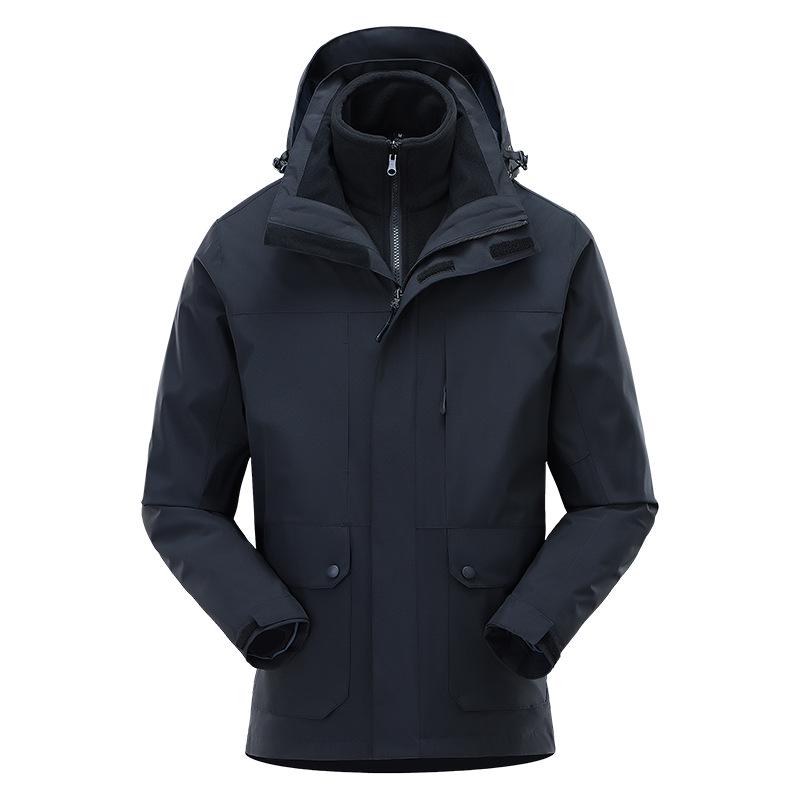 Unisex Winter Hooded Waterproof Windproof Three-in-One Mountaineering Jacket