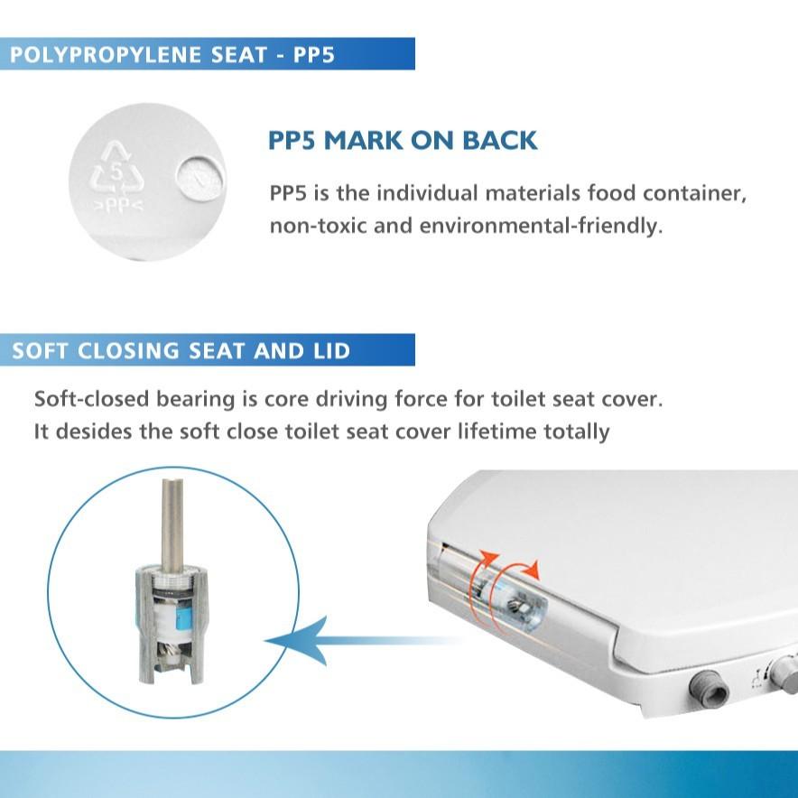 Home Universal Toilet Seat Lid Non-Electric Bidet Toilet Seat Cover Soft Closing Dual Nozzle Manual Control Bidet Seat