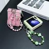 For Samsung Galaxy Z Flip7 FE 5G/Z Flip6 5G Case Hinge Protection Leather+PC Phone Cover with Beaded Strap