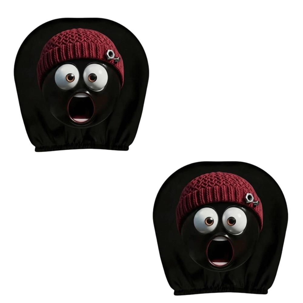 2PCS Cartoon Car Headrest Covers Exaggerated Car Seat Headcover Halloween Christmas Holiday