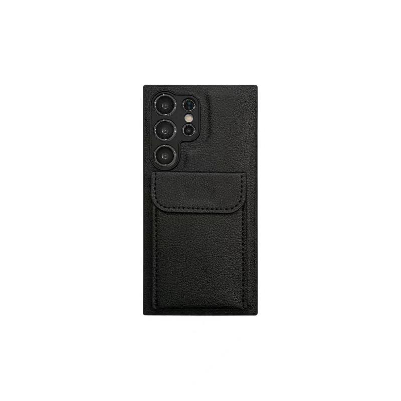 Applicable To Samsung S26Ultra Mobile Phone Case, Lychee Pattern Card Insert Bag Bracket S25 Business Anti-drop Protective Case