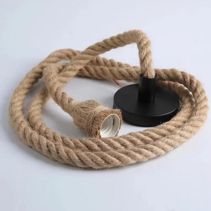 Industrial Vintage Hemp Rope Pendant Lights Attic Personality Indoor Lightings For Loft/Living Room/Bar Pendant Chandelier