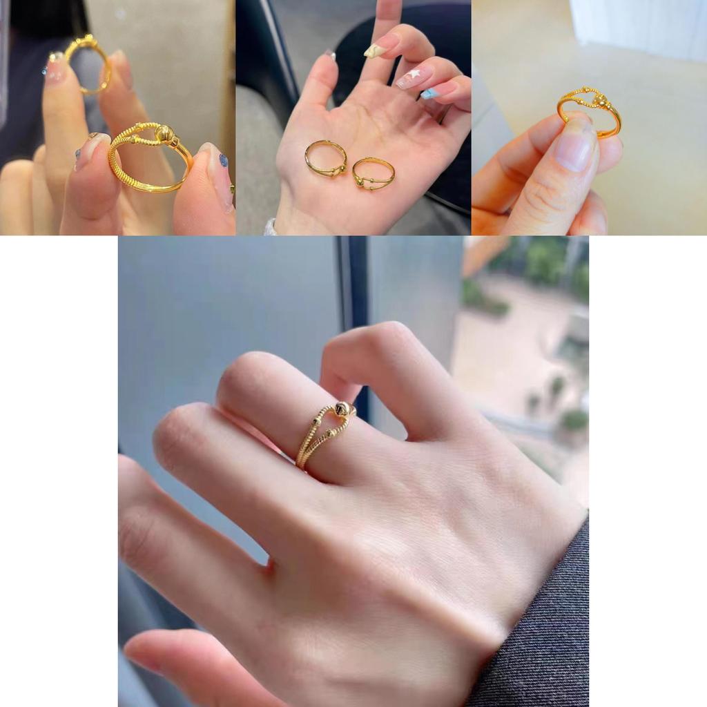 Unique Twisted Copper Gold Plated Adjustable Ring For Women Modern Style