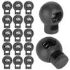 300 bucăți de încuietori cu șnur cu o singură gaură, în formă de bilă, clemă cu arc pentru accesorii pentru bagaje de frânghie din plastic, negru
