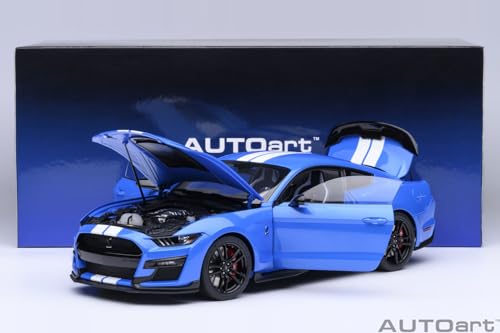 AUTOart 1/18 Scale Ford Mustang Shelby GT500 (Blue/White Stripes) Finished Product 73094