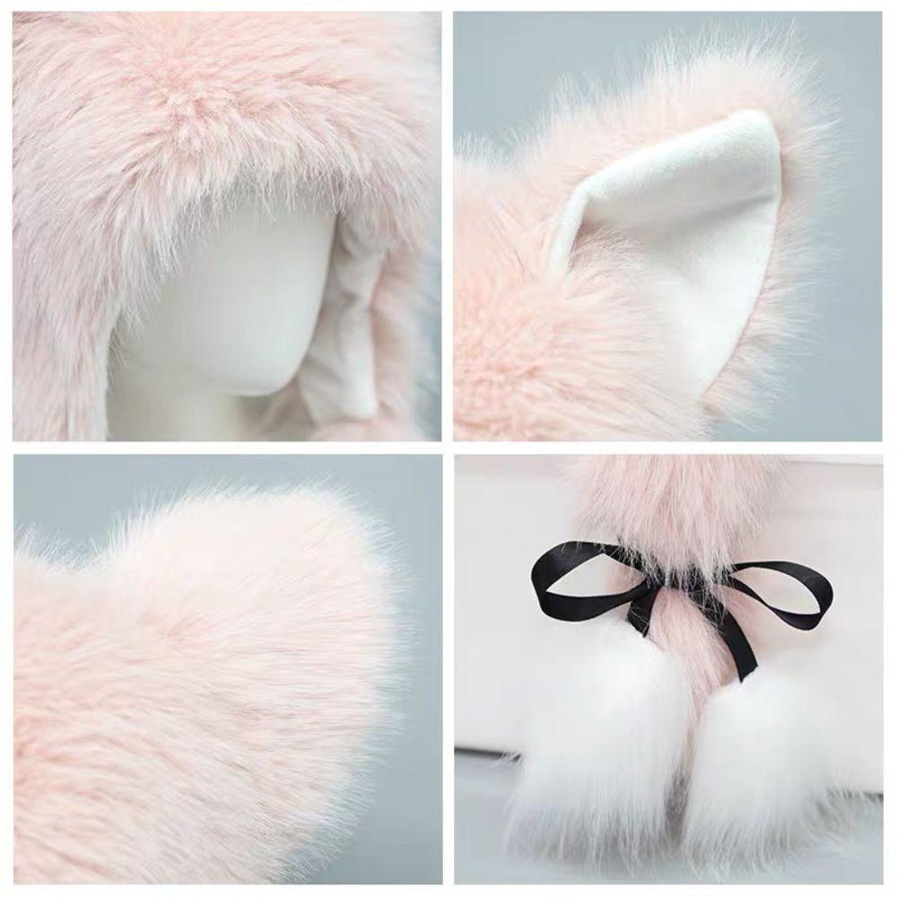 Japanese Sweet Winter Hat For Women Y2k Style Cat Ear Hat Lolita Earmuffs Cap Outdoor Warm Ear Protection Cap Costume Party Hat