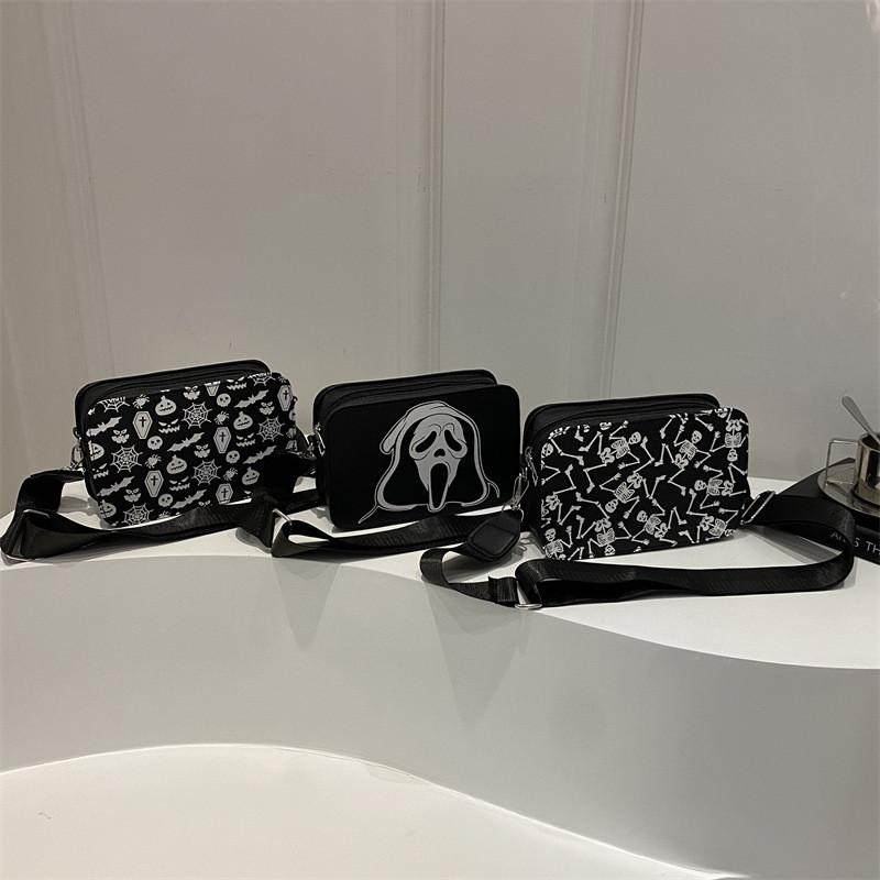 Sac à Bandoulière Crâne d'Halloween pour Femmes en Cuir PU Sacoche Décontractée Bandoulière avec Fermeture Éclair