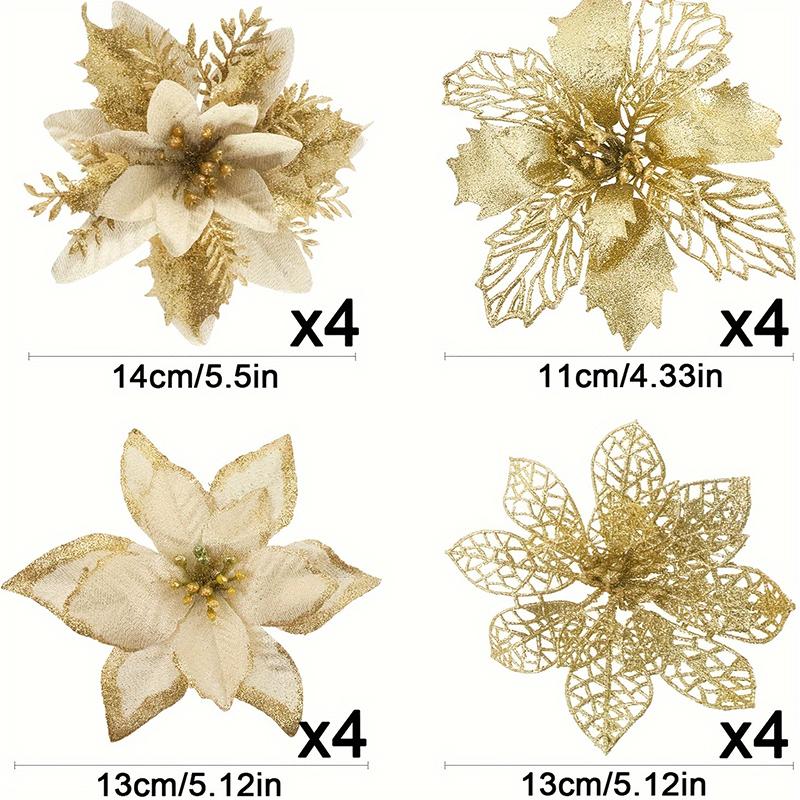 8/16Pcs Glitter Christmas Decorations Artifical Flowers Christmas Tree for Home Decor Fake Flower Xmas New Year Gifts Ornaments
