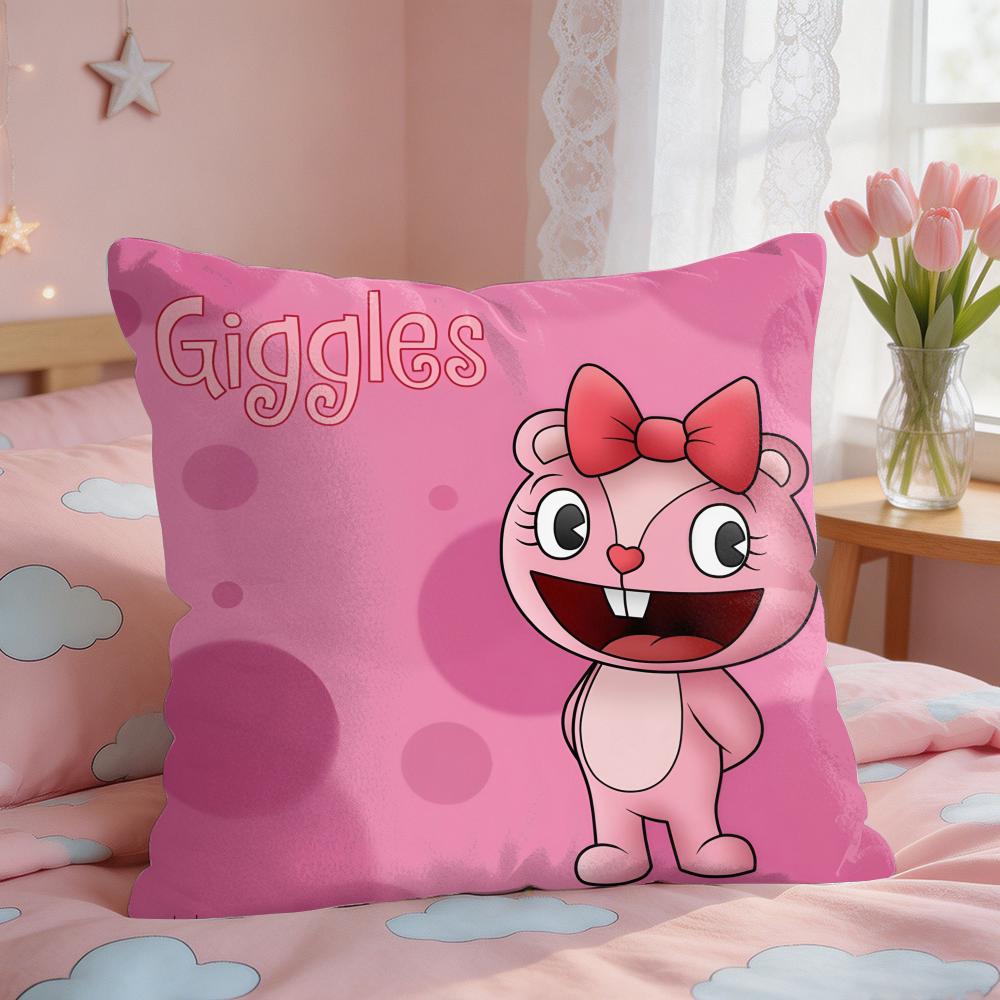 Cartoon Happy TTree Friends Cushion Cover Square Short Plush Pillow Case Living Room Sofa Home Decor Funda X