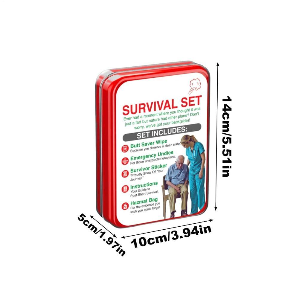 Aluminiumlegierung Lustiges Furz Überlebenskit Enthält Po-Tücher Enthält Unterwäsche Gag Survival Kit Urkomisches Kacken