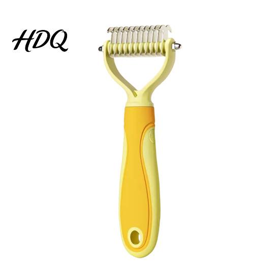 Ergonomic Pet Brush Grooming Rake Dual-Sided Stainless Steel Blades Deshedding And Lightweight Dog Dematting Brush Undercoat Rake for Dogs