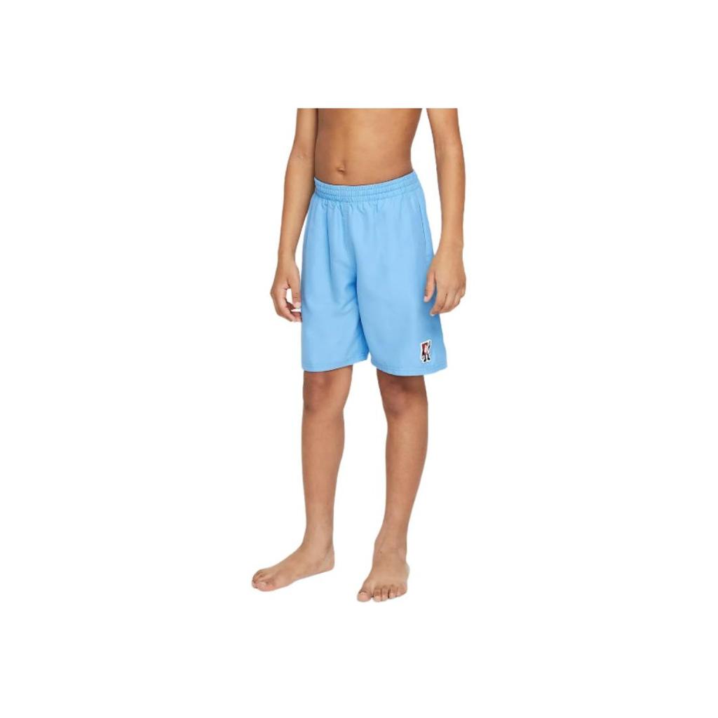 Nike Solid Color Mid Waist Straight Leg Shorts Kids Shorts University-Blue NESSF803-438
