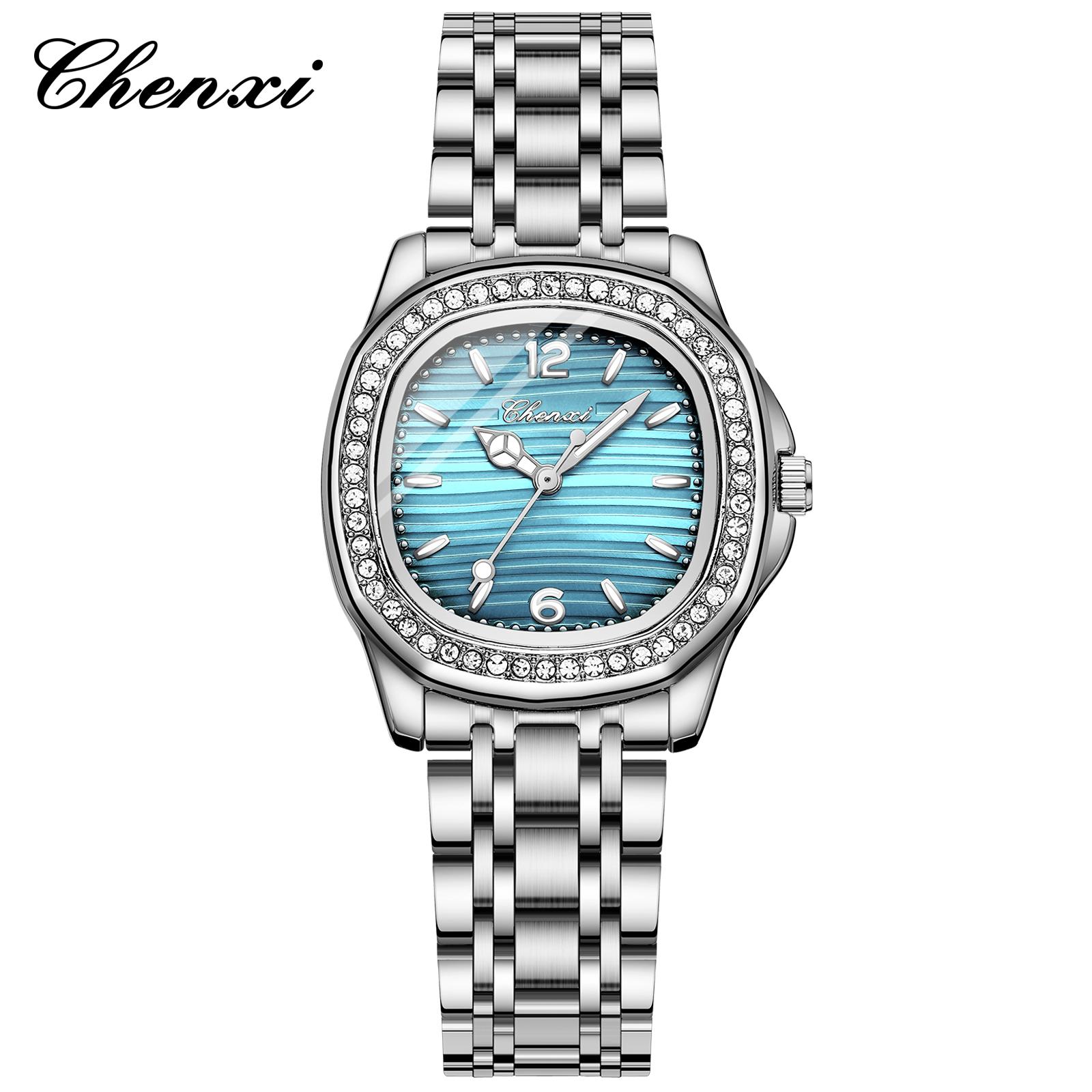 

Роскошные Элегантные Часы Для Женщин Модные Часы Кварцевые с Бриллиантовым Циферблатом Женские Часы Наручные Розовое Золото Водонепроницаемые Светящиеся небесно-голубой