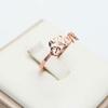 585 Purple Gold Color Gold Letter Ring Simple Ins Temperament Opening Design Rose Gold Plated Ring Jewelry