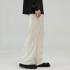 Men Pants Solid Color Straight Wide Leg Retro Style Pants with Pockets Zippered Trousers for Daily Home Streetwear Sports