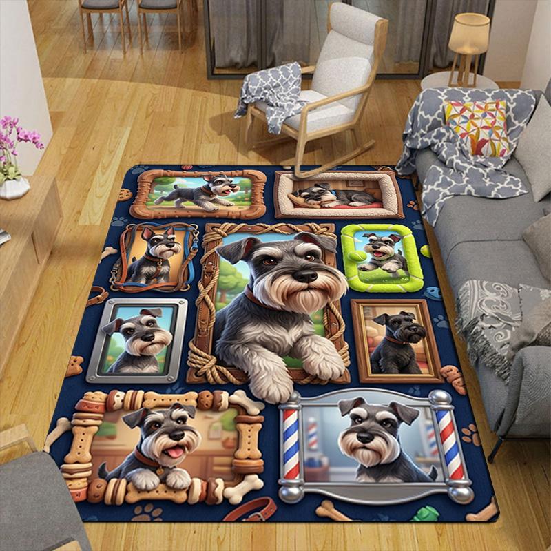 Schnauzer Frames Collage Pattern Rug Floor Mat for Living Room or Bedroom Soft and Comfortable Carpet a Gift for Birthday and Holiday.