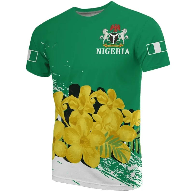 Nigeria Flag Men's T-shirts Nigerian Emblem Graphic Print Africa Clothing Ropa Hombre Summer Oversized Short Sleeve Male Tops