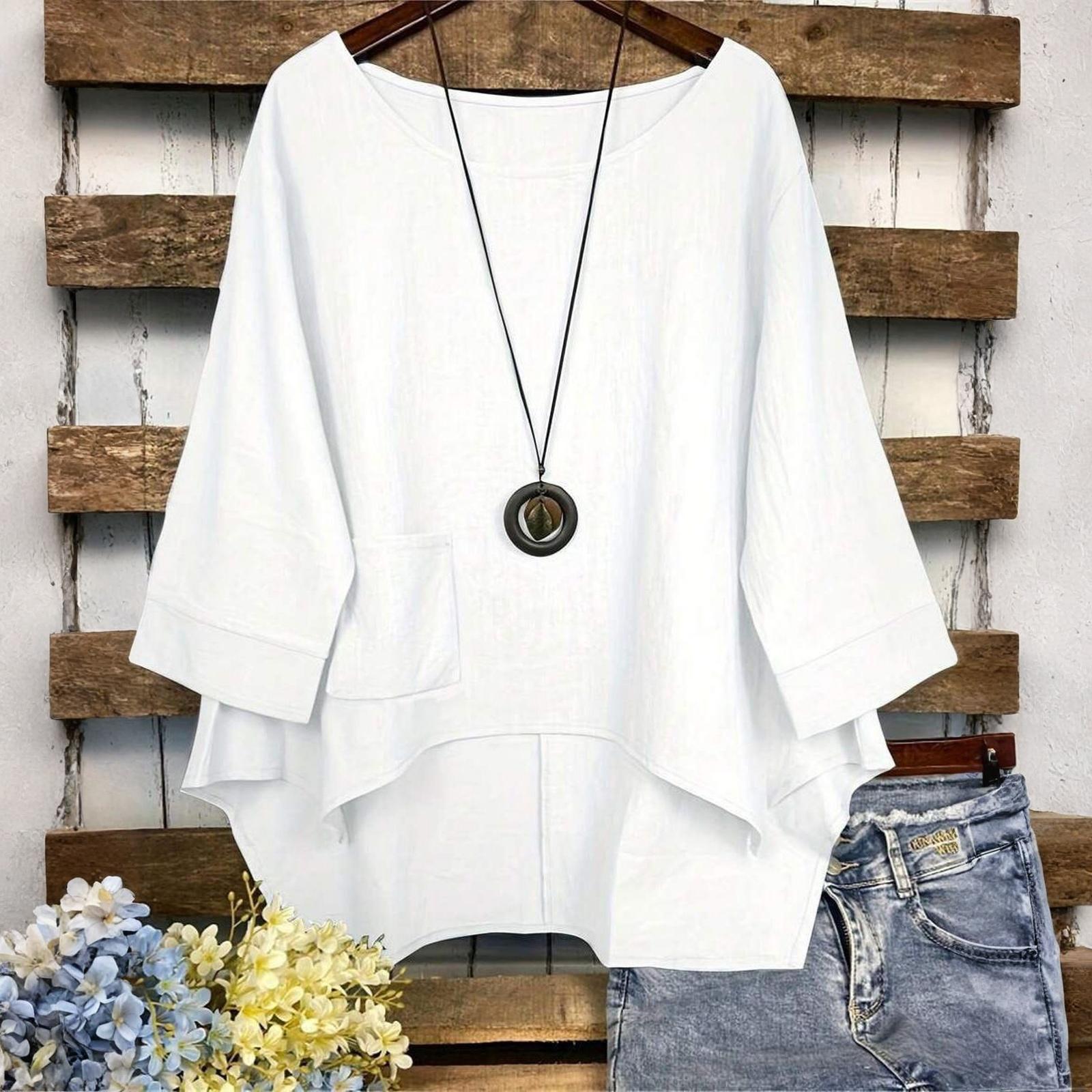 Женская асимметричная свободная модная футболка Летний топ XXL