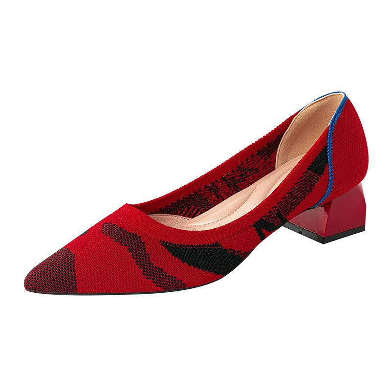Spitze Zehenpartie, flacher Mund, Stoff, flache Unterseite, solide gestrickte Damenschuhe mit weicher Unterseite, große Schuhe, Größe 34–43