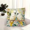2D Flat- Vintage Tropical Cockatoo Floral Throw Pillow Cover Decorative Square Cushion Case For Home Living Room Bedroom Sofa