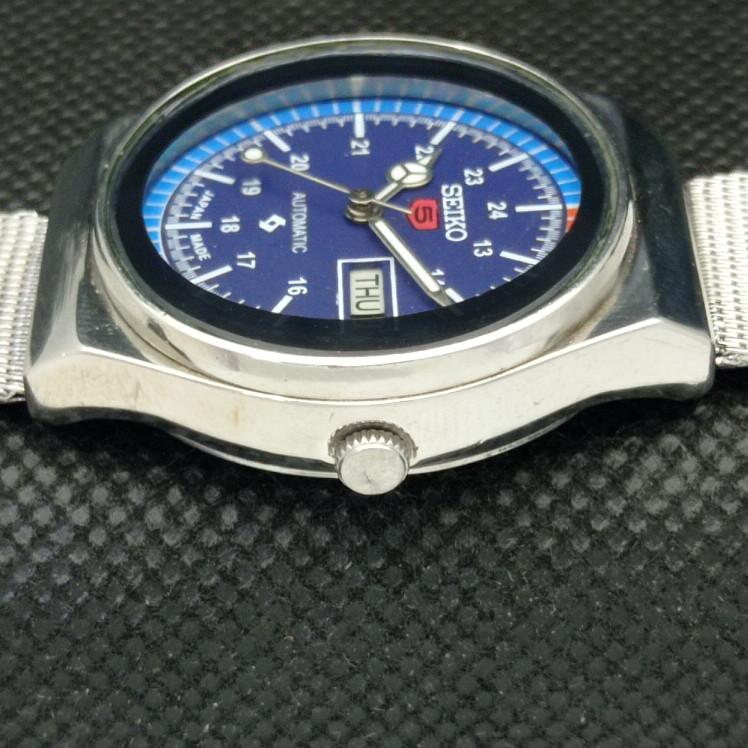 VINTAGE SEIKO 5 AUTOMAT 6309A JAPAN MENS D/D BLUE WATCH 606-a314459-2 SKU606-a314459