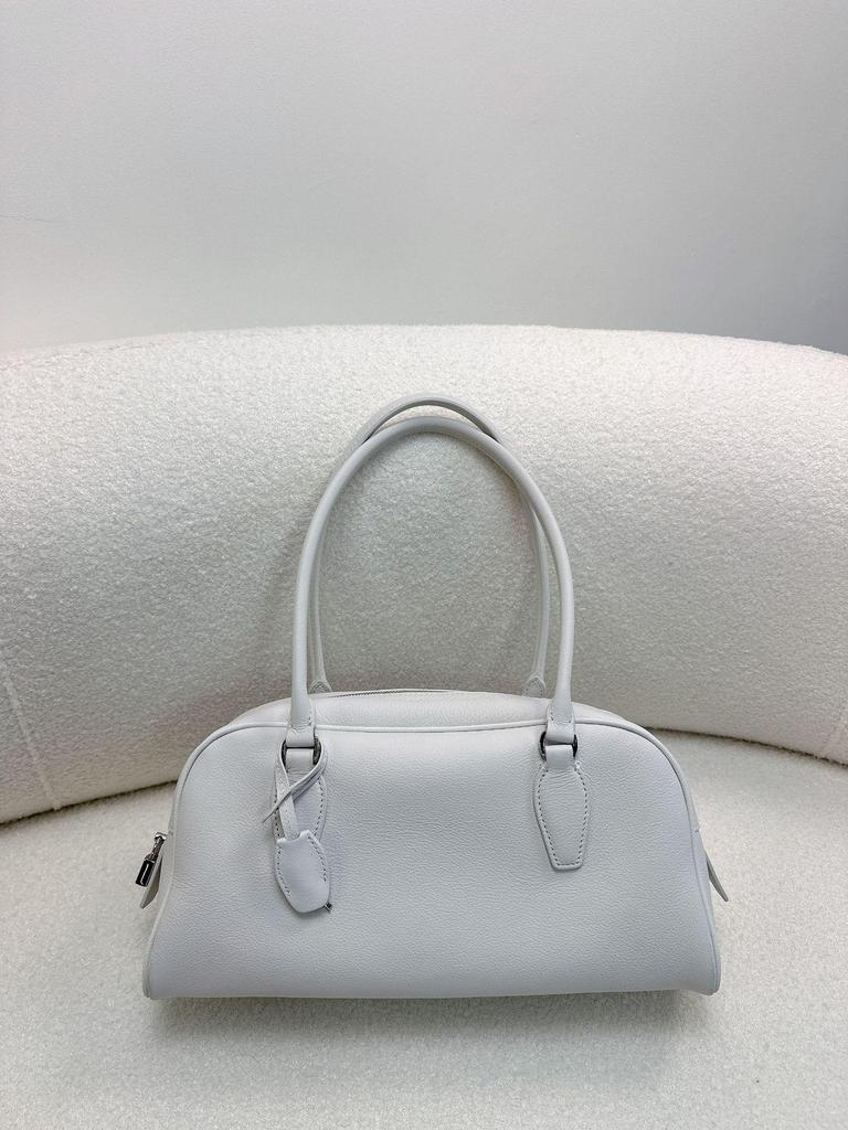 2026 Premium Cowhide Row Series Bowling Handbag, Large Capacity Commuting Shoulder Bag