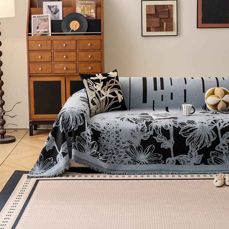 Hochwertiges Retro-Sofa-Handtuch mit Blumendruck, multifunktionale weiche Kniedecke für Büro und Zuhause, Sofaüberwurf im europäischen Stil zur vollständigen Abdeckung