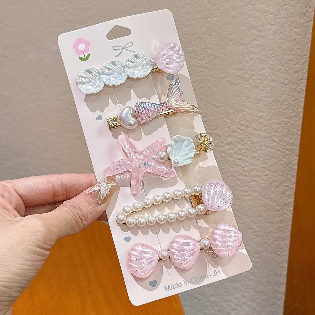 5pcs Shell Starfish Hair Clips Ocean Series Mermaid Hairpins Women Summer Beach Bang Clip Princess Barrette Hair Accessories
