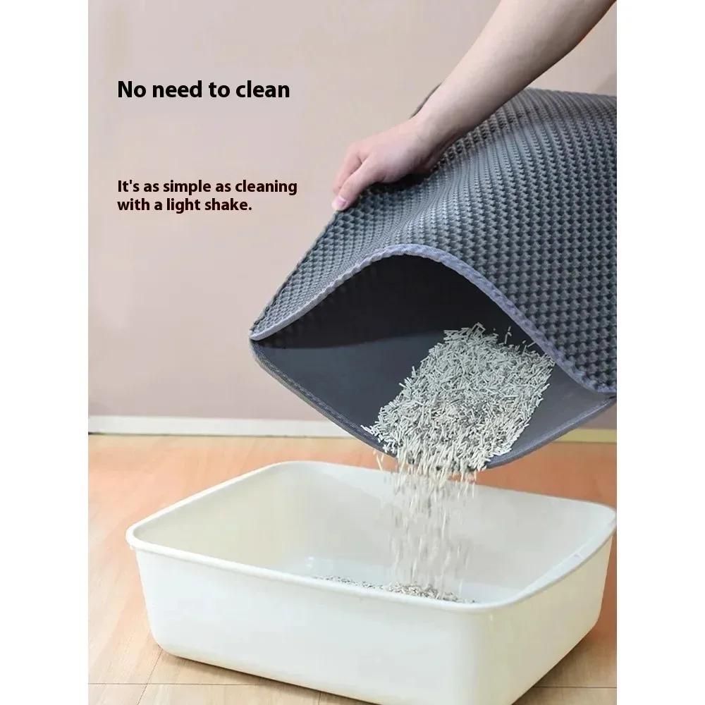 90X60CM Double Layer Waterproof Nonslip Cat Litter Mat Washable Sand Trapping Pet Toilet Mat for Cat Cleanliness in Home