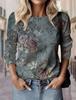 3D Print Floral Graphic Women's T Shirt Long Sleeve Tops Basic Design Fashion Round Neck Regular Fit Y2K Sweatshirt For Girls