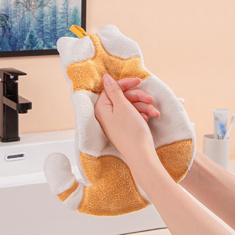 Cat Hand Towels Kitchen Accessories Hanging Towels For Hands Cartoon Hand Towel Absorbent Bathroom Towels