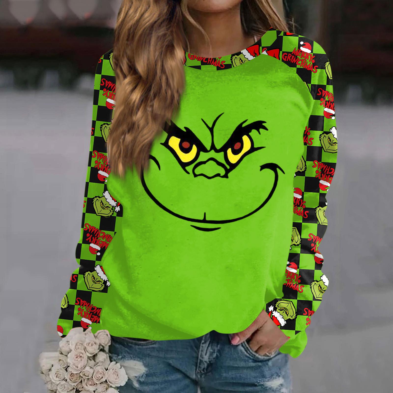 

Women s Fashion Casual Long Sleeve Christmas Printed Neck Sweatshirt Top XXL