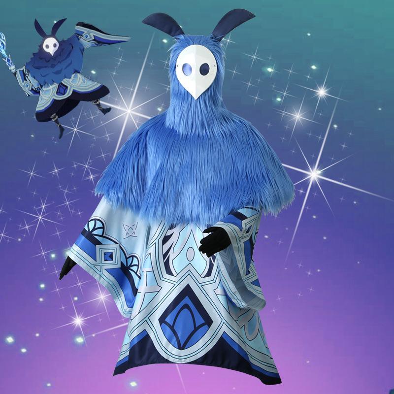 Genshin Impact Cosplay Water Fire Ice Thunder Attribute Abyss Mage Cosplay Costume Mask Headband Halloween Party Cape Outfits