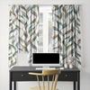 Set Of 2 Colored Imitation Glass Leaf Pattern Printed Curtains Window Decoration Home Room Curtain Polyester
