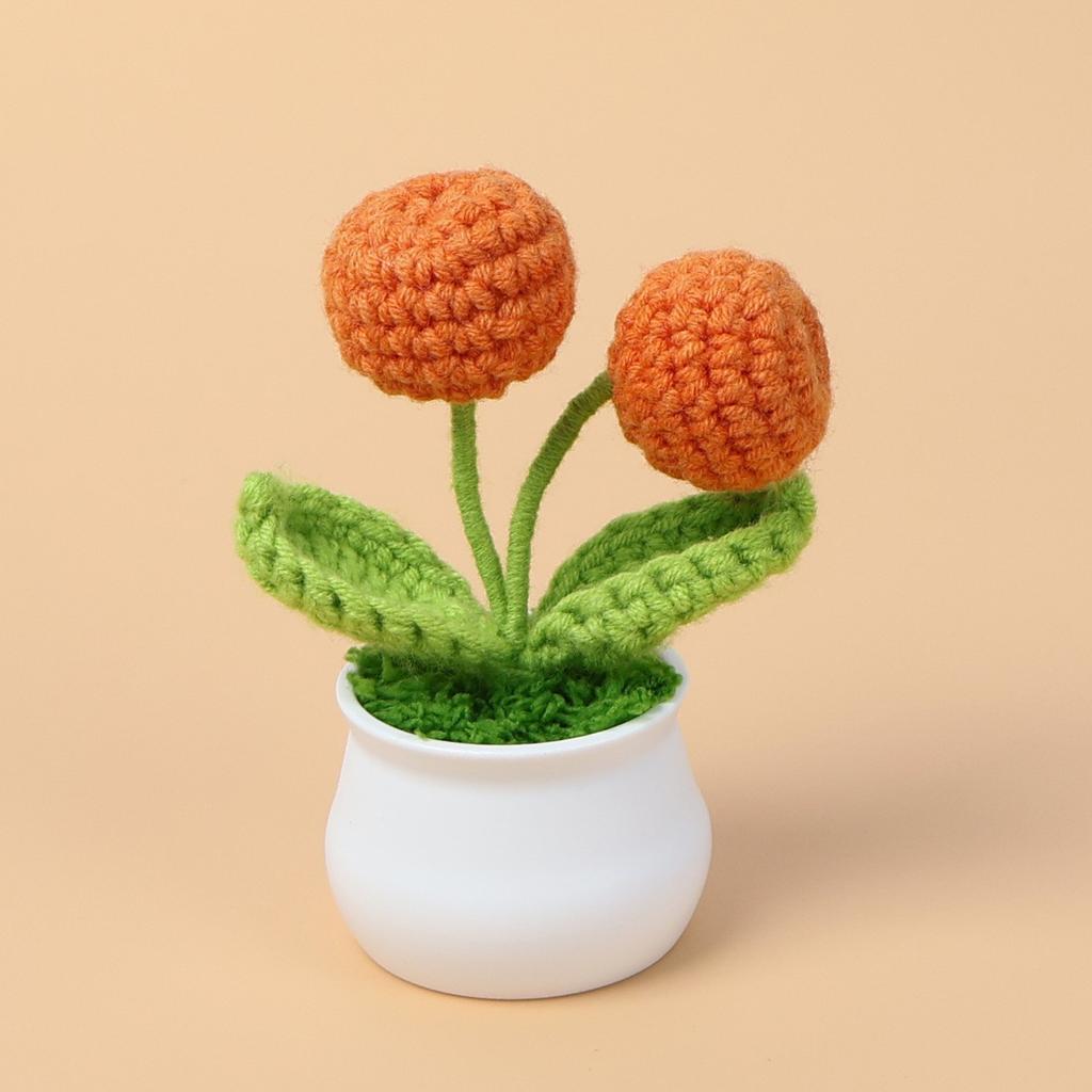 Hand-Knitted Wool Fake Flowers Set: Sunflower, Carnation, Tulip - Desktop Decor, Teacher/Student Gift, Everlasting Bouquet