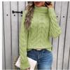 VEZFAA Women's Fashion Casual Fall Winter Solid Color Print Long Sleeve High Neck Sweaters