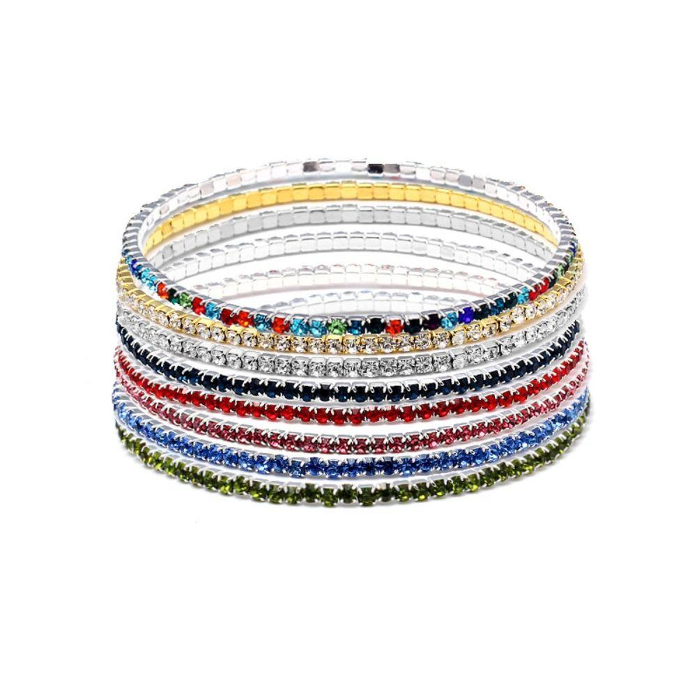 Iced Out Elastic Crystal Bracelet Jewelry Colored Bangle Fashion Single Rhinestone Bracelet  Boy