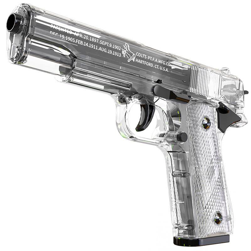 1911 Transparent Shell Ejecting Gun Non-firing Pistol Model with Magazine Cartridge Case Boys Toy Gun for Birthday Xmas Gifts