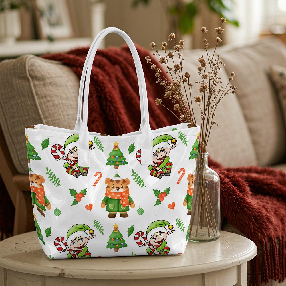 Christmas Cute Pattern Tote Bag Portable Handbag For Daily Shopping Travel Lightweight Carryall Bag
