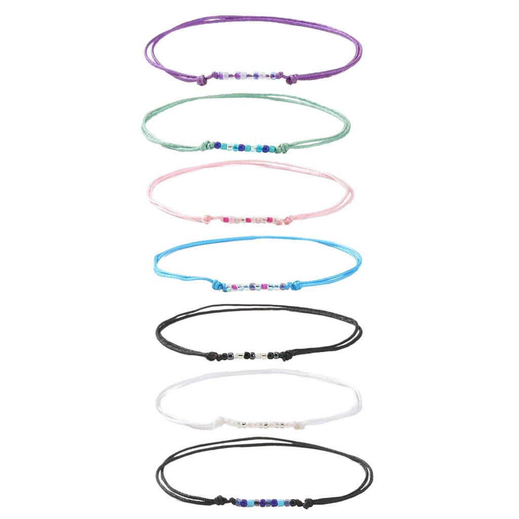 7Pieces Handmade Colorful Woven Bracelets Adjustable Size Wristband for Fashion Enthusiasts and Unique Style Lovers