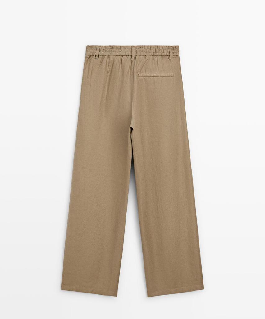 Masimodutti 100% Linen Wide Leg Stretch Pants