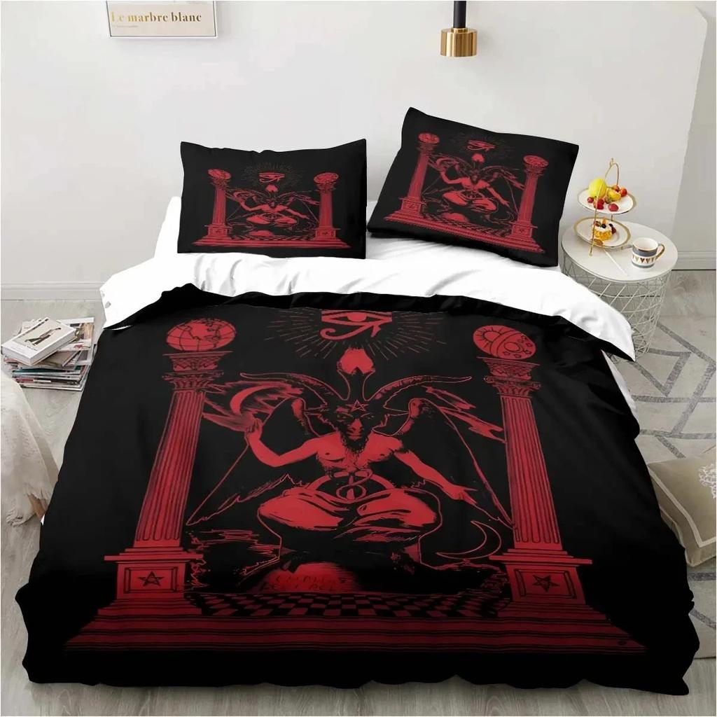 Satanic Satan Devil Bedding Set Boys Girls Twin Queen Size Duvet Cover Pillowcase Bed Kids Adult Fashion Home Textile