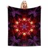 Mandala Pattern Blanket with Red and Purple Abstract Symmetrical Design Blanket, Suitable for Use In the Bedroom, Living Room, On the Sofa
