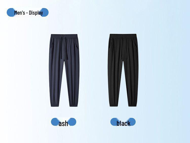 Ice Silk Summer Joggers with Zipper Pockets - Stylish, Casual & High Elasticity