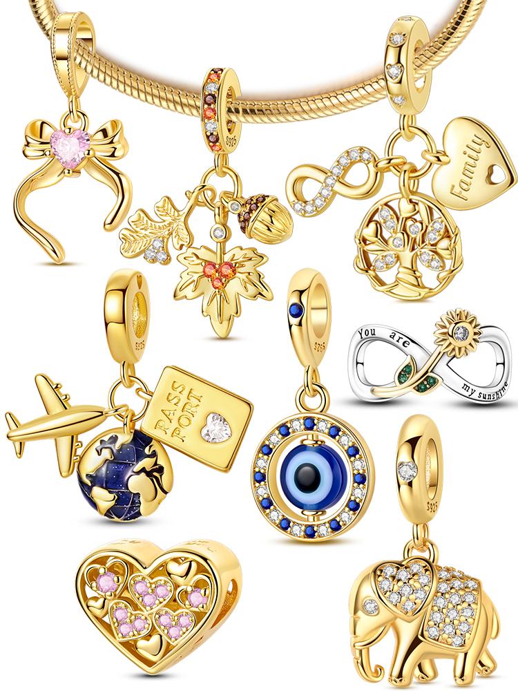 Original Copper Charms Bead Pendants Gold Animals Charms For Women Fit Original Bracelet Fashion Diy Accessories