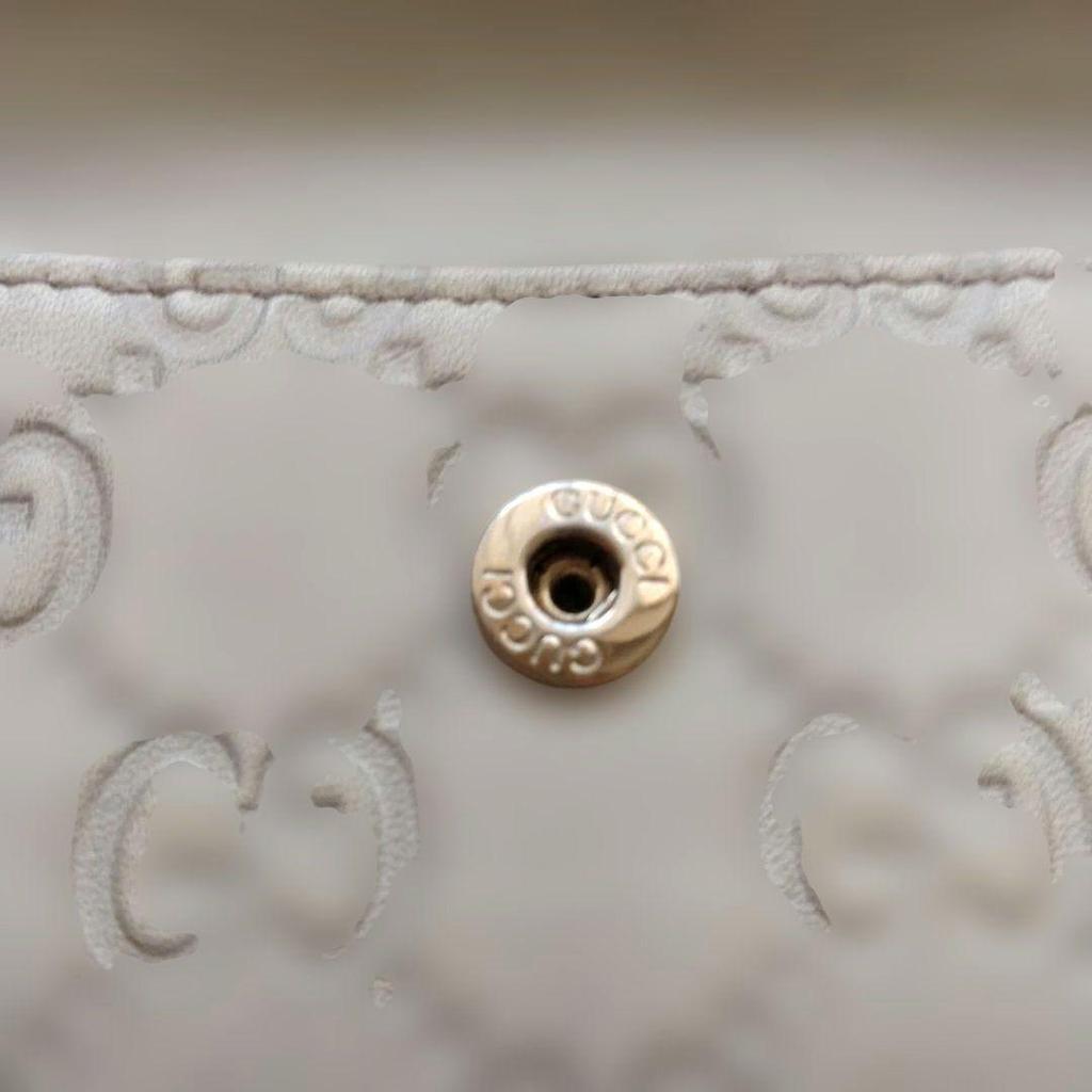 Used GUCCI Gucci GG Long Wallet Leather GD Hardware Guccissima White